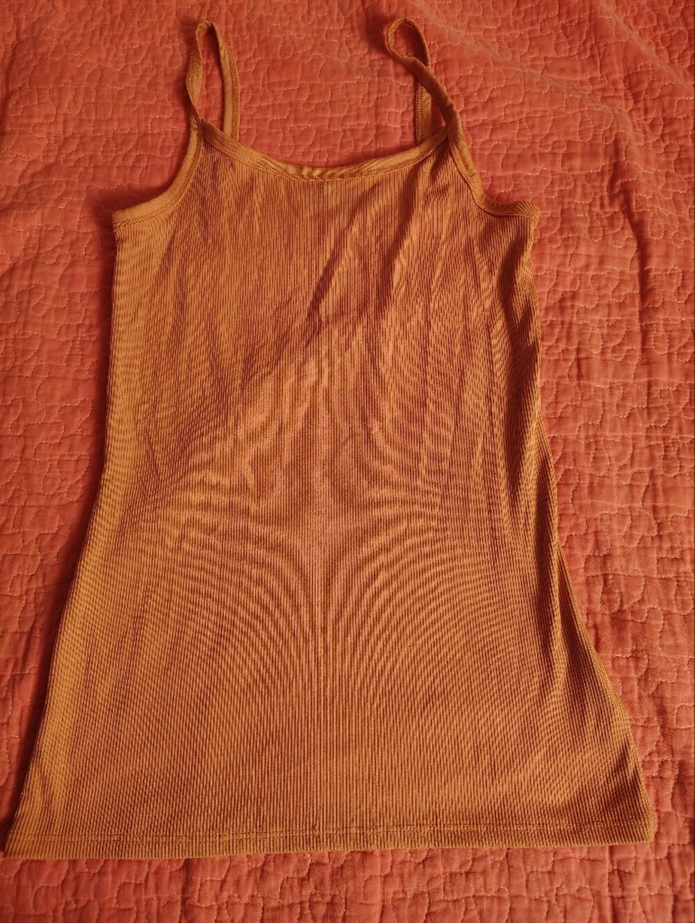 Men's Orange Ribbed Crew Neck Shirt